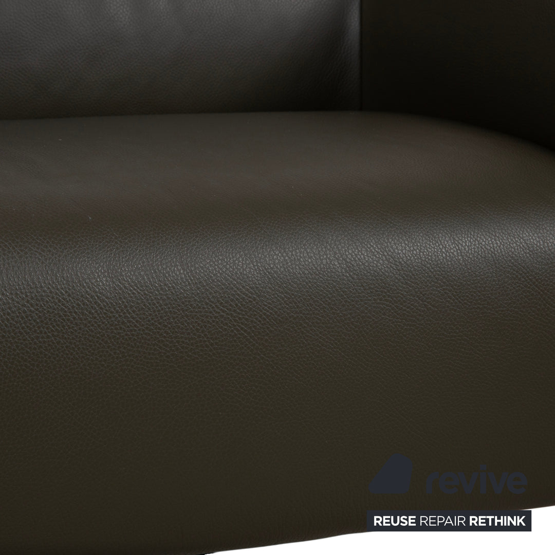 Leolux Mayon Leder Zweisitzer Dunkelgrün Sofa Couch