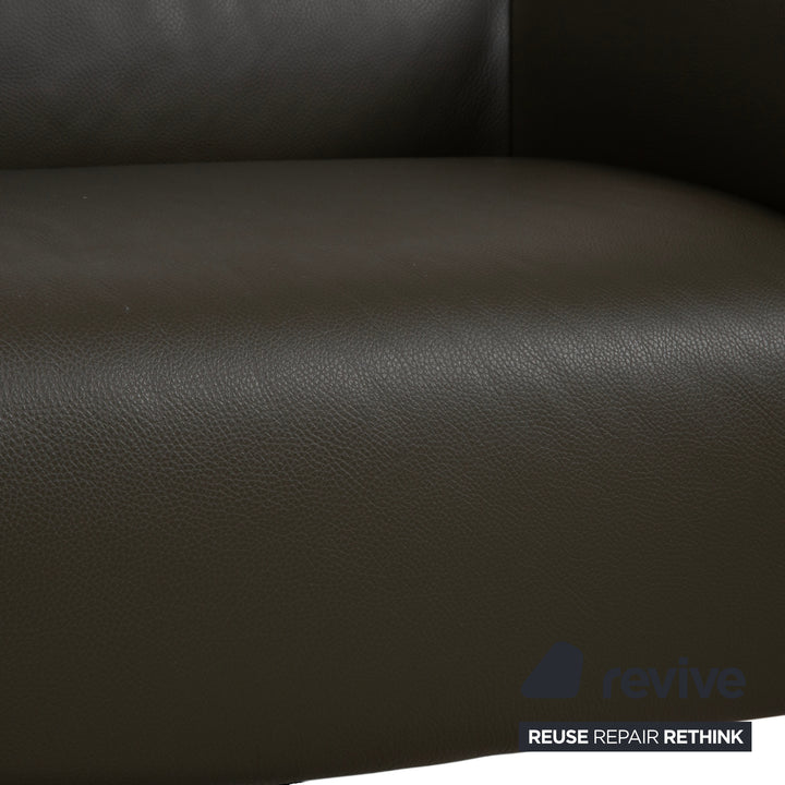 Leolux Mayon Leder Zweisitzer Dunkelgrün Sofa Couch