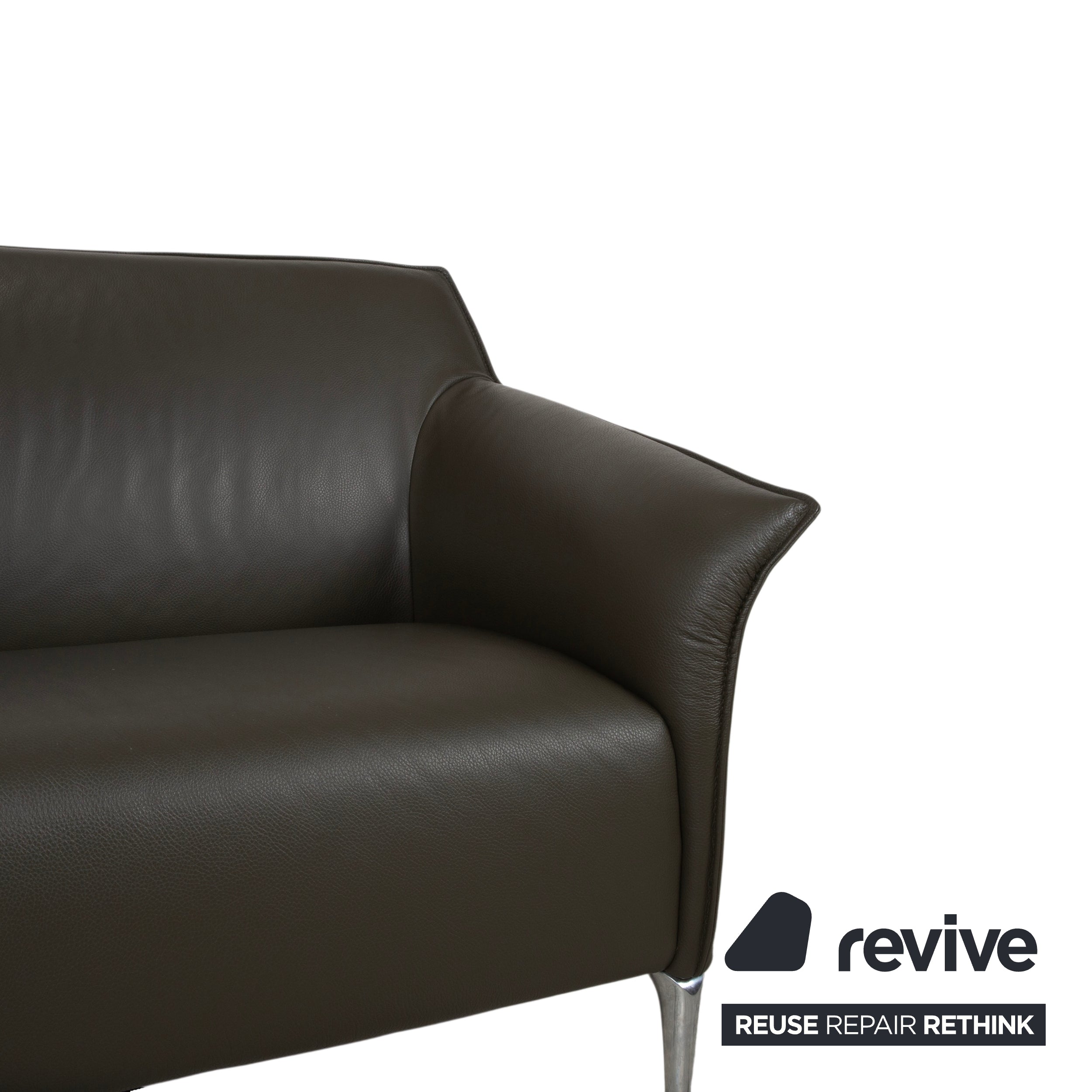 Leolux Mayon leather two-seater dark green sofa couch