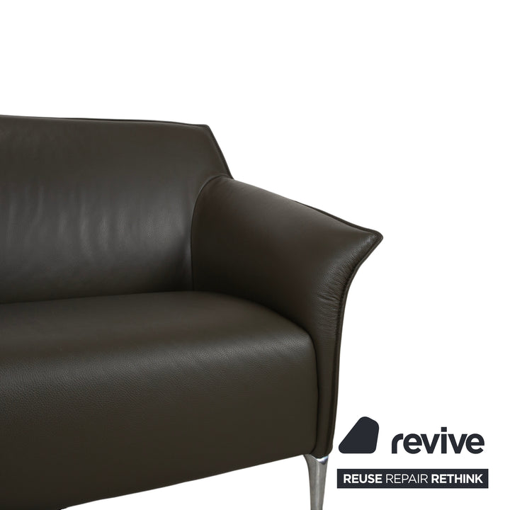 Leolux Mayon Leder Zweisitzer Dunkelgrün Sofa Couch