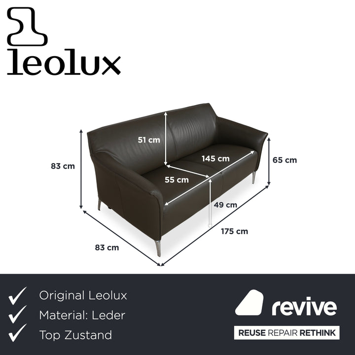 Leolux Mayon Leder Zweisitzer Dunkelgrün Sofa Couch