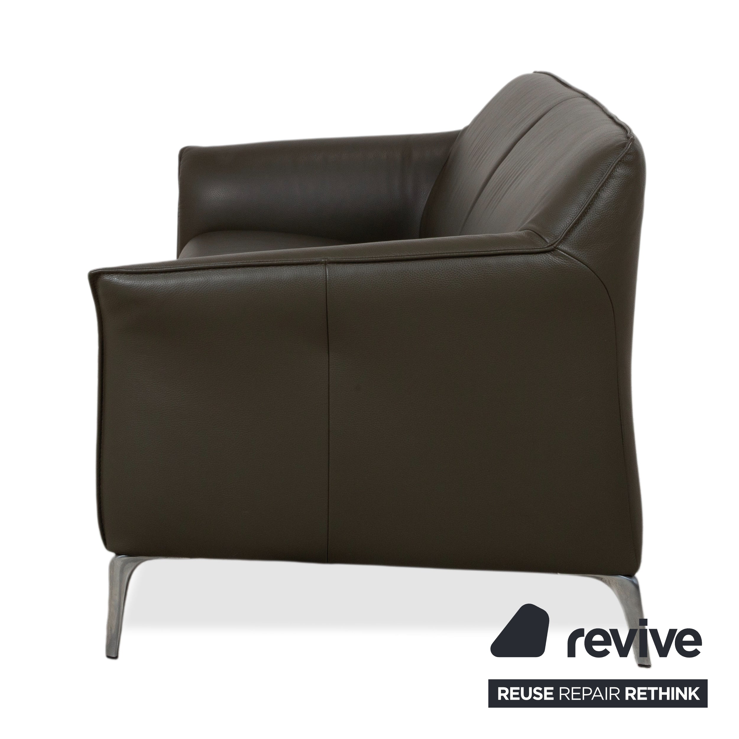 Leolux Mayon leather two-seater dark green sofa couch