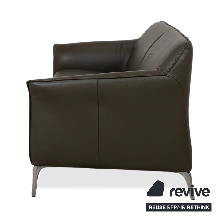 Leolux Mayon Leder Zweisitzer Dunkelgrün Sofa Couch