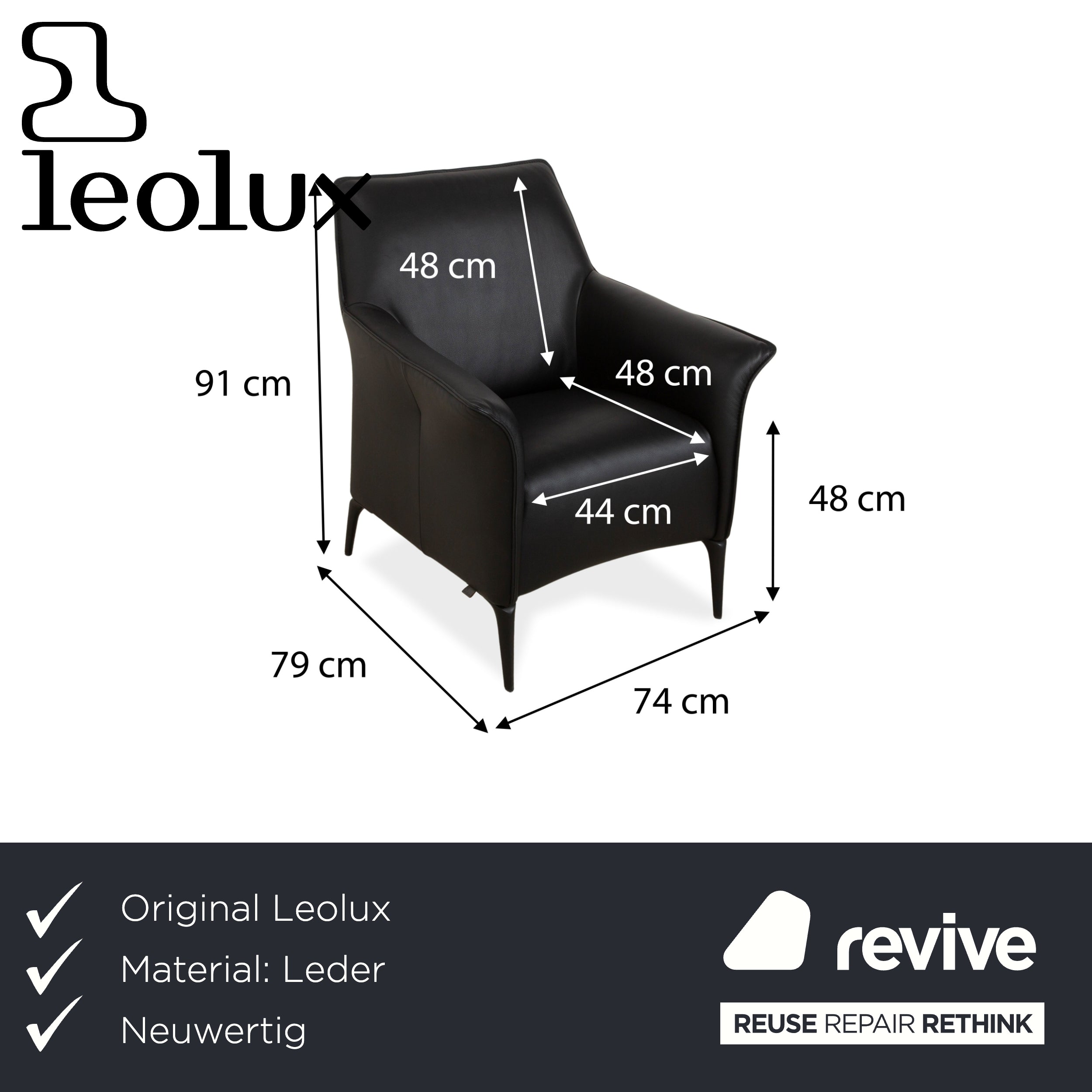 Leolux Mayuro Leder Sessel Schwarz