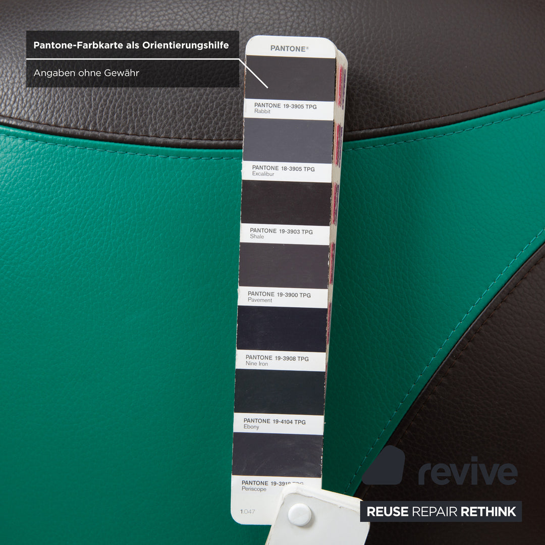 Leolux Pallone Leder Hocker Grün Dunkelgrau