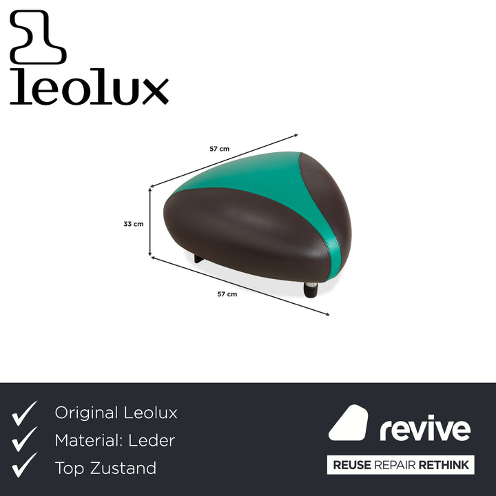 Leolux Pallone Leder Hocker Grün Dunkelgrau