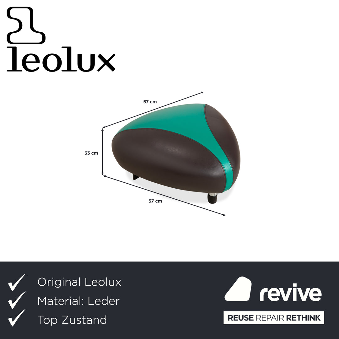 Leolux Pallone Leder Hocker Grün Dunkelgrau