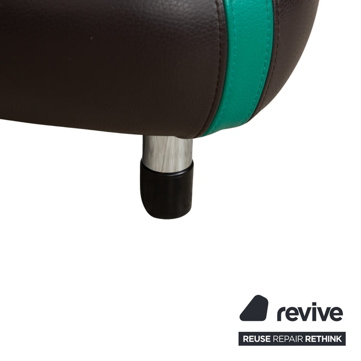 Leolux Pallone Leder Hocker Grün Dunkelgrau