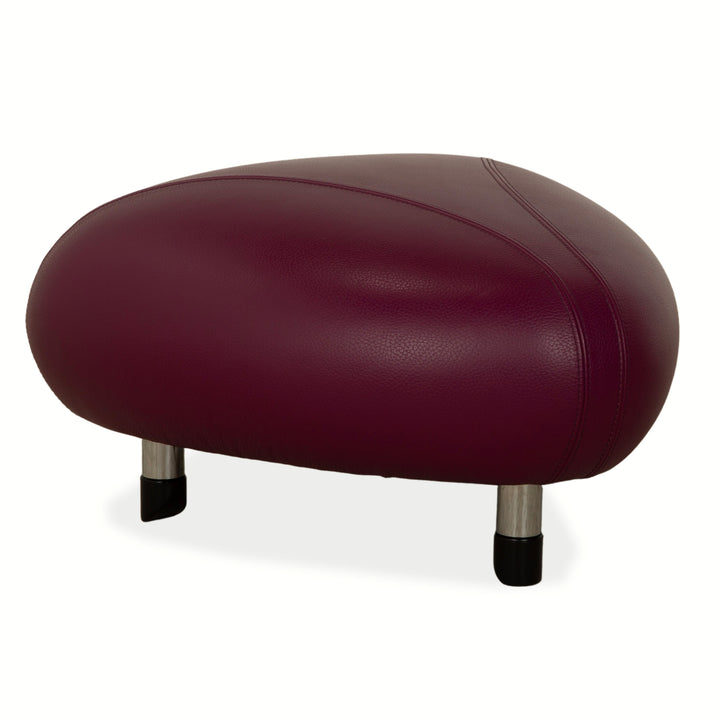 Tabouret en cuir Pallone de Leolux, rouge, violet, style Space Age