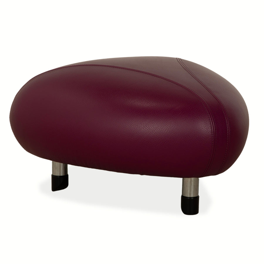 Leolux Pallone Leder Hocker Rot Lila Violett Space Age