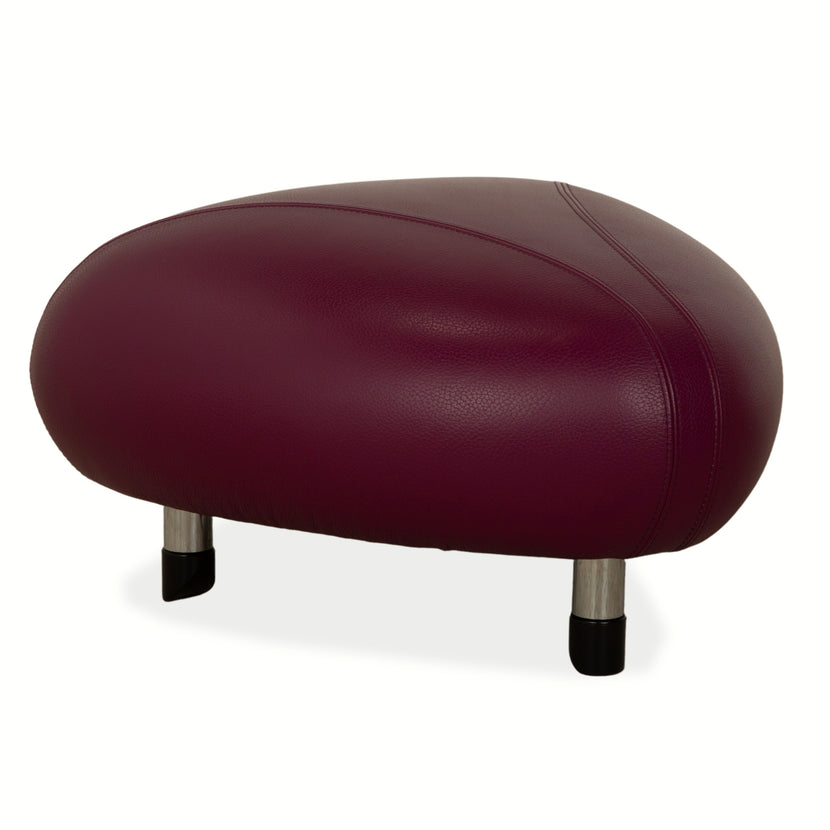 Leolux Pallone Leder Hocker Rot Lila Violett Space Age