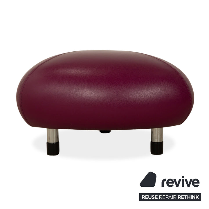 Tabouret en cuir Pallone de Leolux, rouge, violet, style Space Age