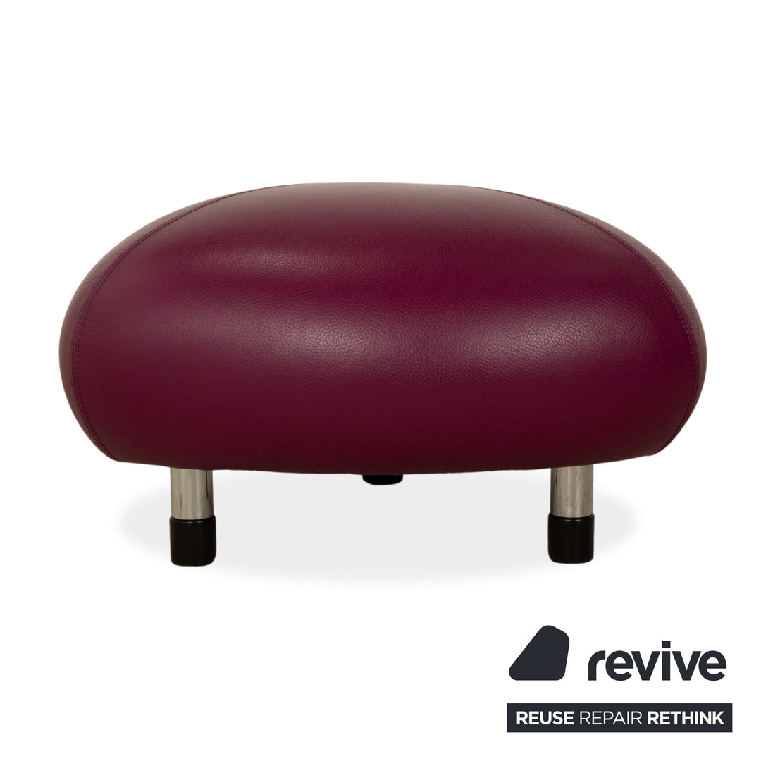 Leolux Pallone Leder Hocker Rot Lila Violett Space Age