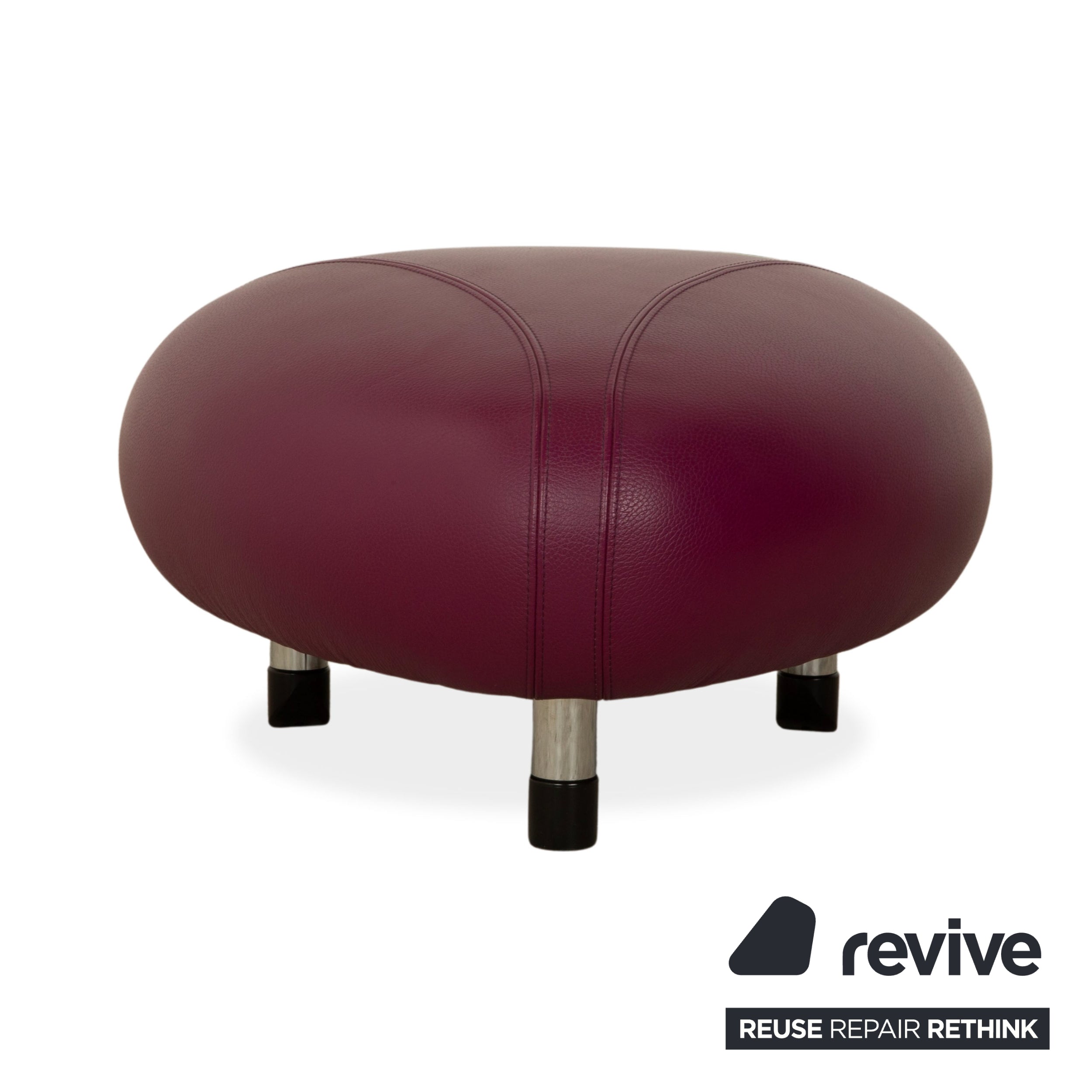 Leolux Pallone Leder Hocker Rot Lila Violett Space Age