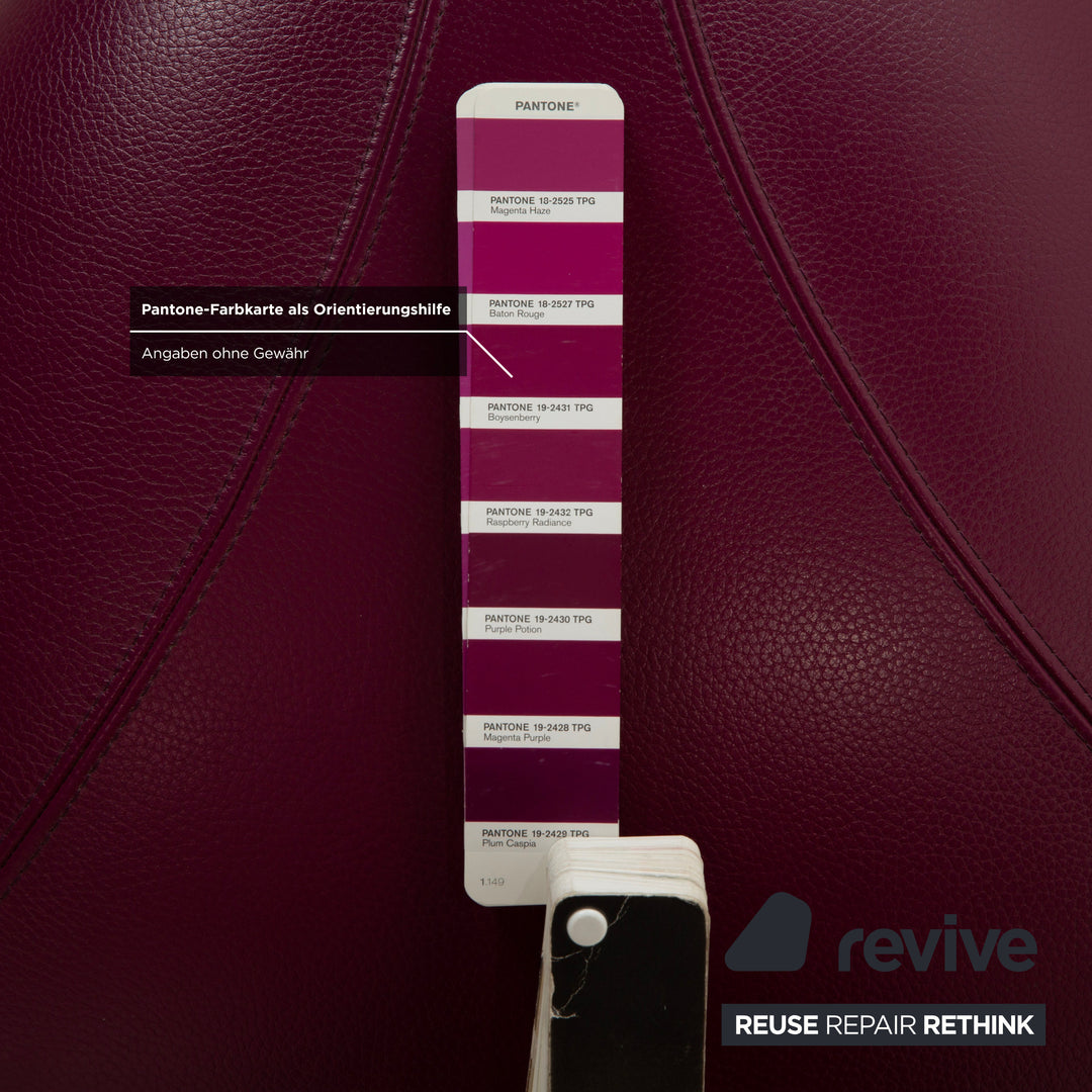 Leolux Pallone Leder Hocker Rot Lila Violett Space Age