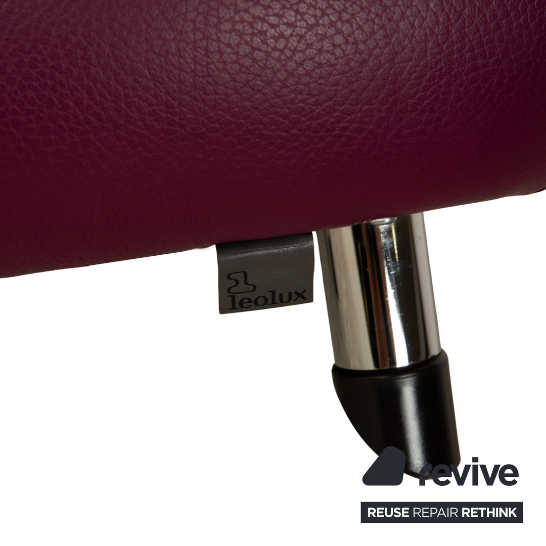 Leolux Pallone Leder Hocker Rot Lila Violett Space Age