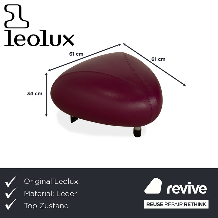 Leolux Pallone Leather Stool Red Purple Violet Space Age
