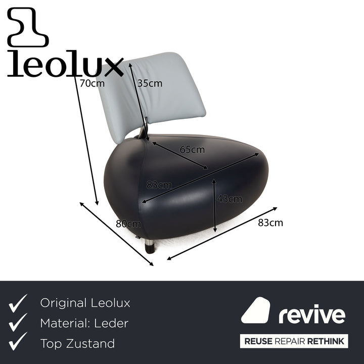 Leolux Pallone Leder Sessel Blau Blaugrau