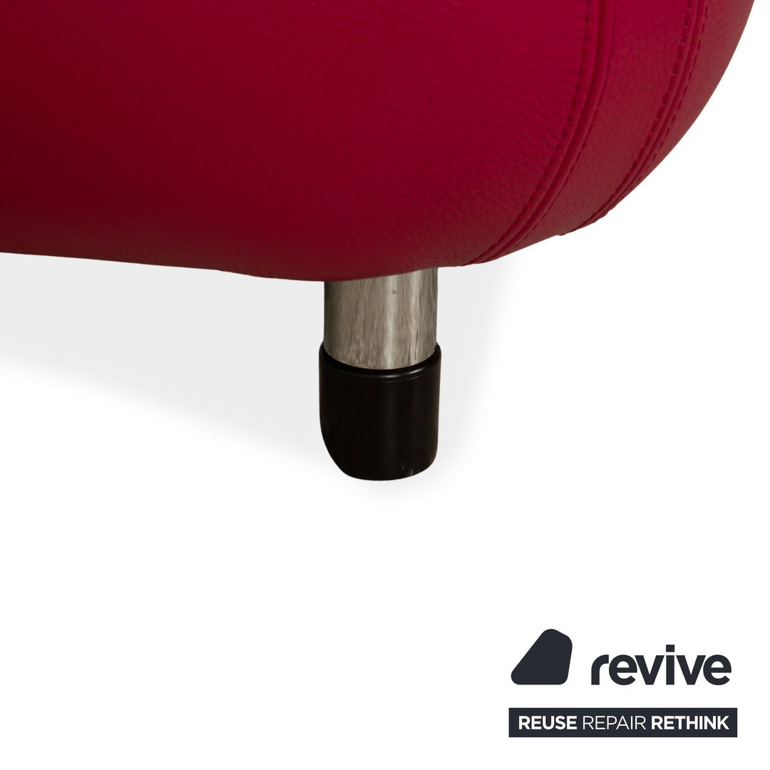 Leolux Pallone Leather Armchair Set Stool Purple Red Space Age