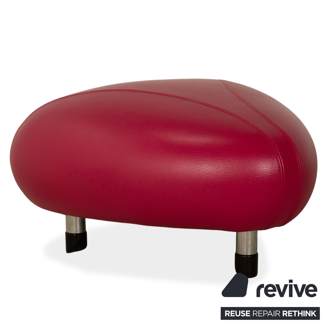 Leolux Pallone Leder Sessel Garnitur Hocker Lila Rot Space Age