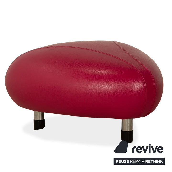 Leolux Pallone Leder Sessel Garnitur Hocker Lila Rot Space Age