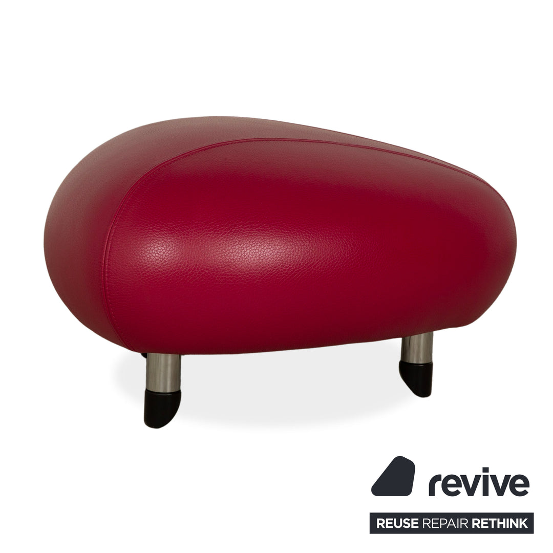 Leolux Pallone Leder Sessel Garnitur Hocker Lila Rot Space Age