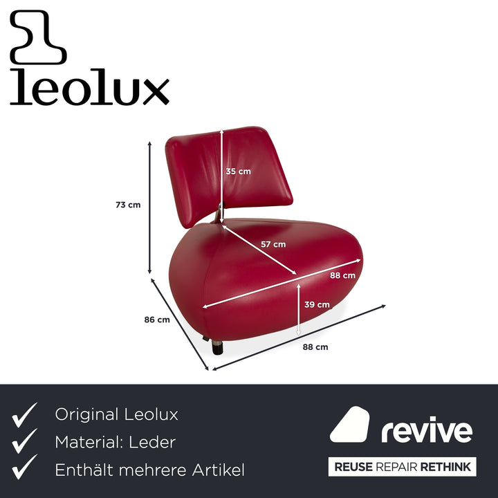 Leolux Pallone Leather Armchair Set Stool Purple Red Space Age