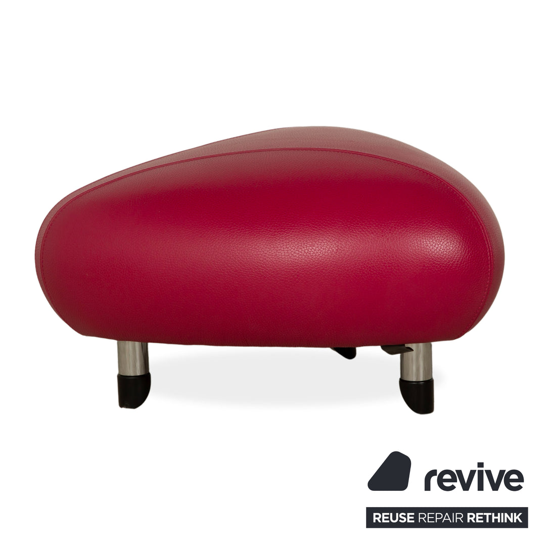 Leolux Pallone Leder Sessel Garnitur Hocker Lila Rot Space Age