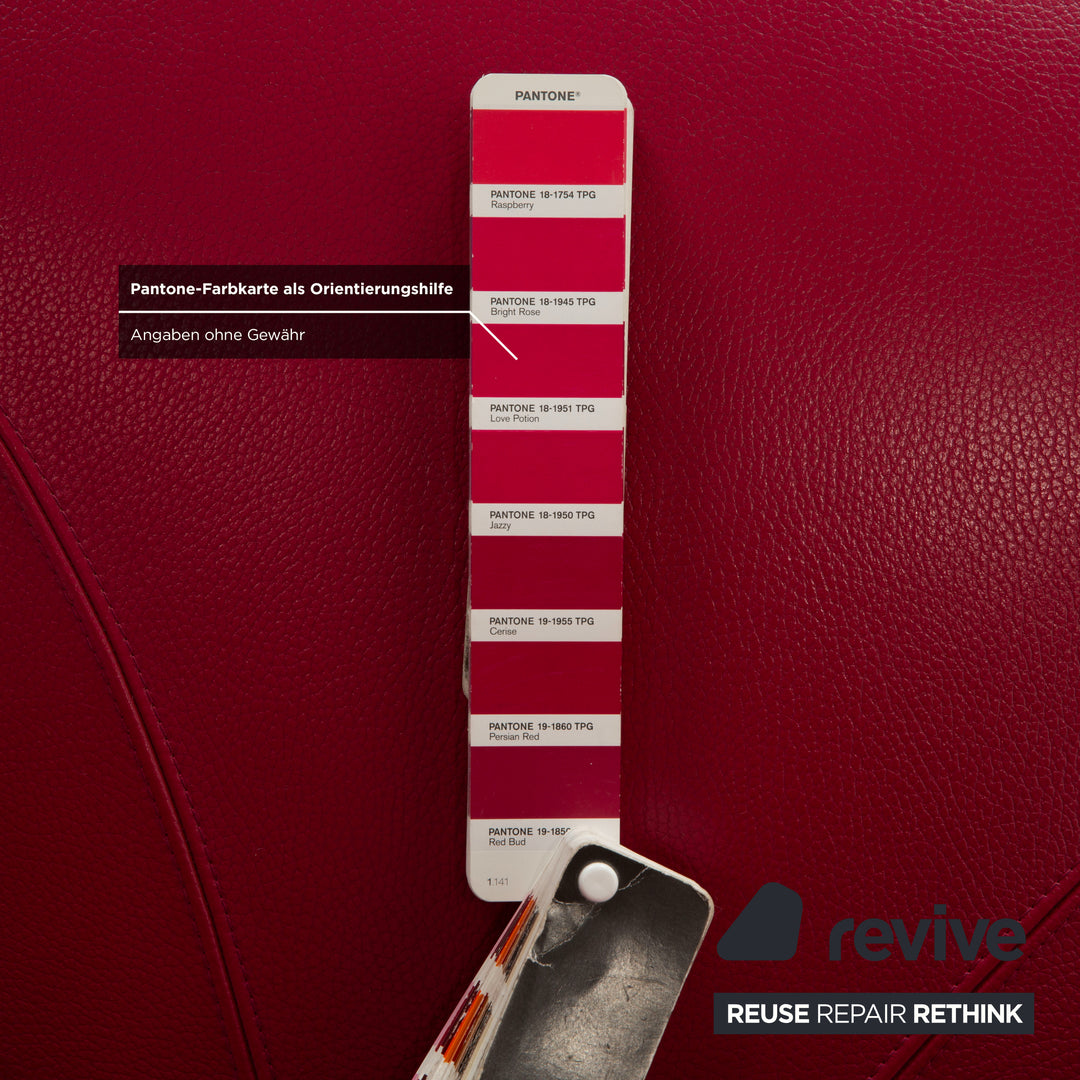Leolux Pallone Leder Sessel Garnitur Hocker Lila Rot Space Age