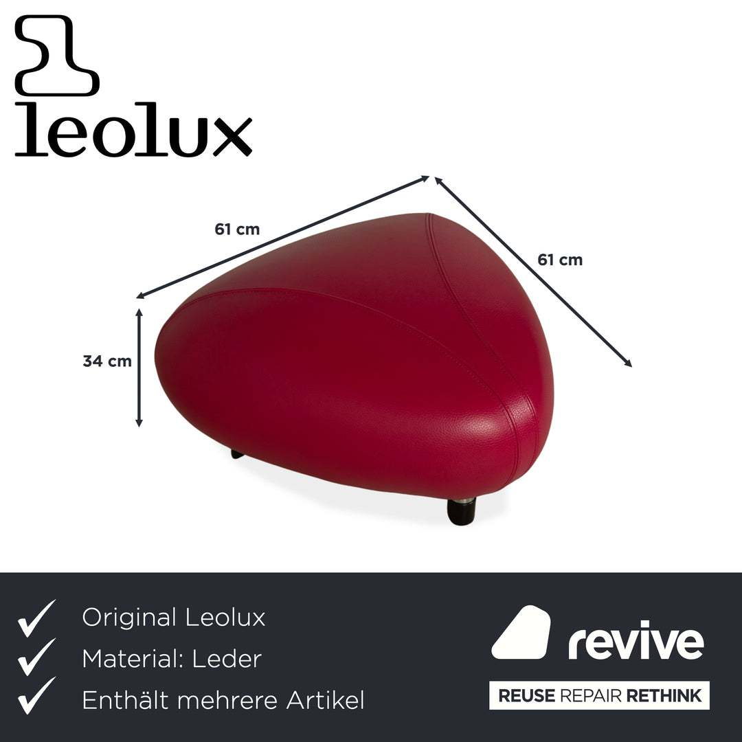 Leolux Pallone Leather Armchair Set Stool Purple Red Space Age