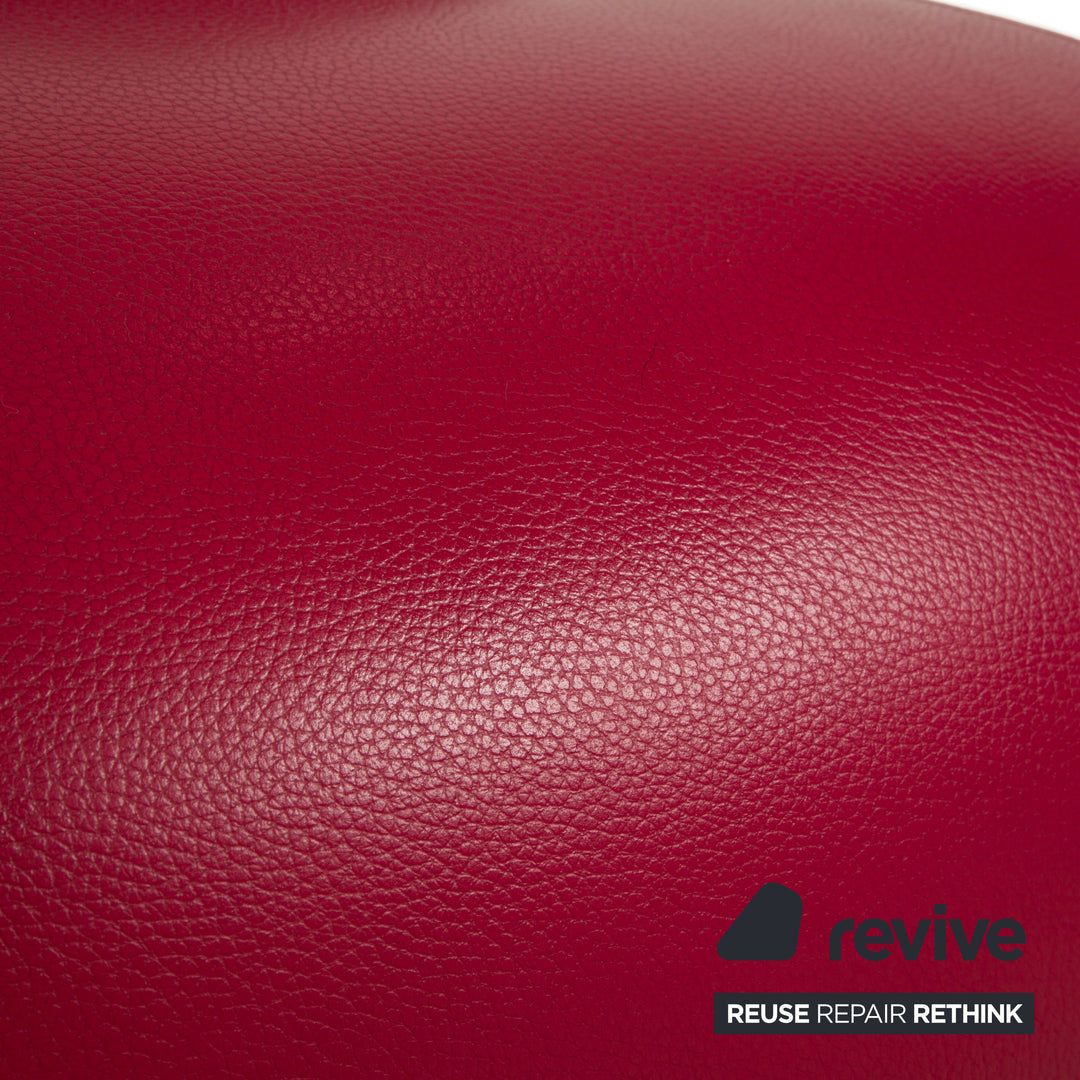 Leolux Pallone Leder Sessel Garnitur Hocker Lila Rot Space Age