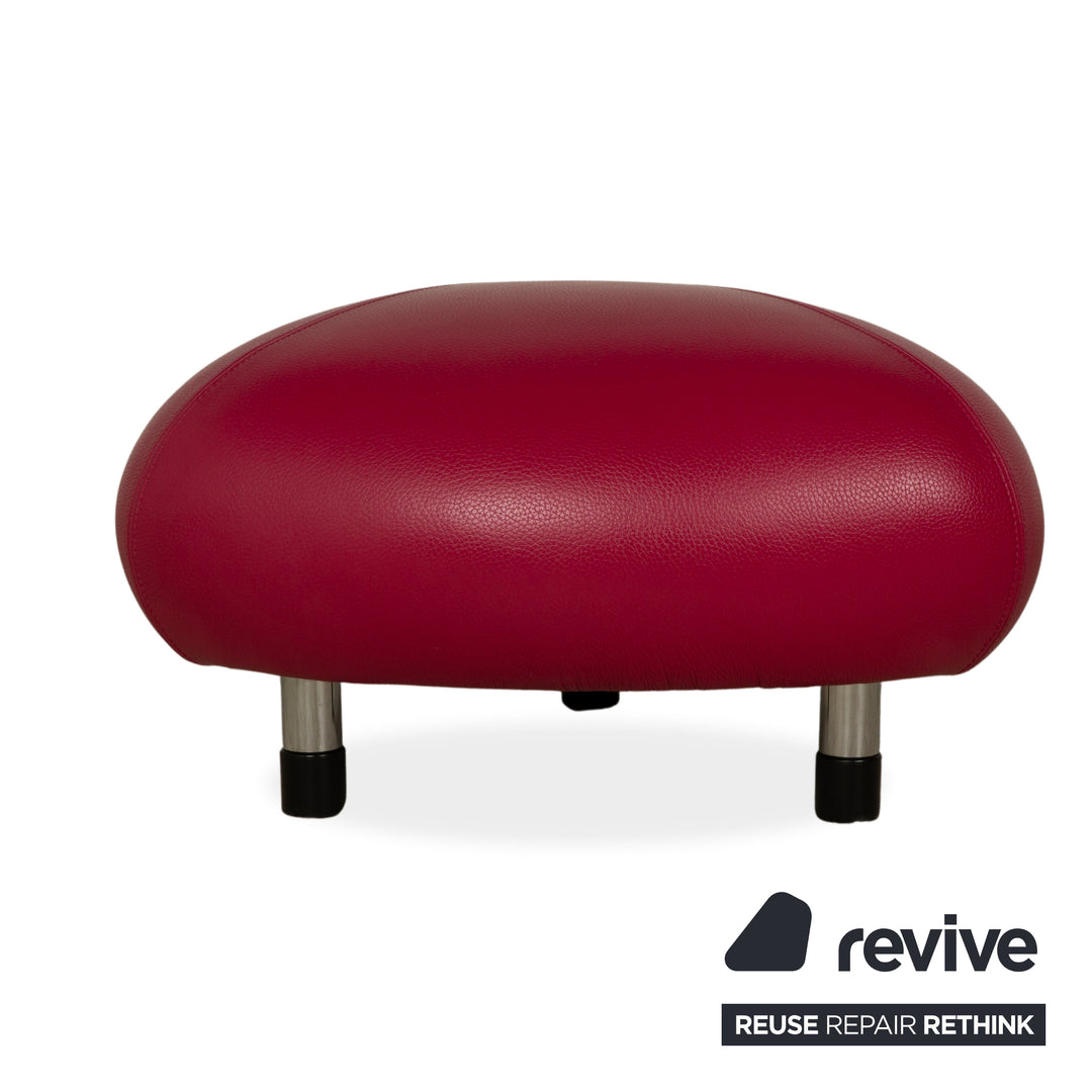 Leolux Pallone Leather Armchair Set Stool Purple Red Space Age