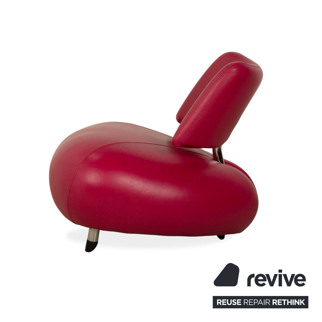 Ensemble de fauteuils et tabourets en cuir Pallone de Leolux, violet et rouge, style Space Age