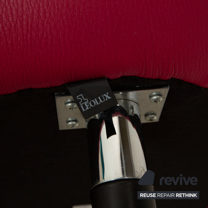 Ensemble de fauteuils et tabourets en cuir Pallone de Leolux, violet, rouge, style Space Age