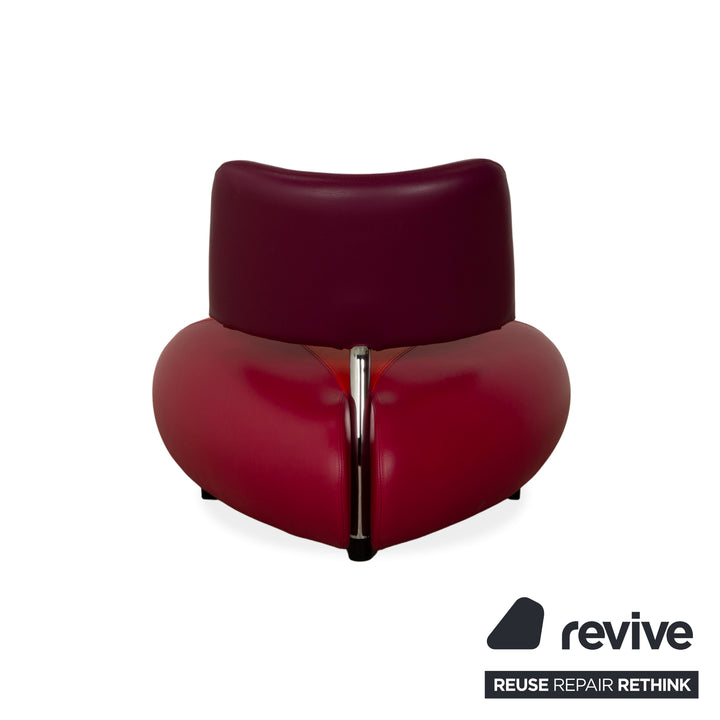Ensemble de fauteuils et tabourets en cuir Pallone de Leolux, violet, rouge, style Space Age