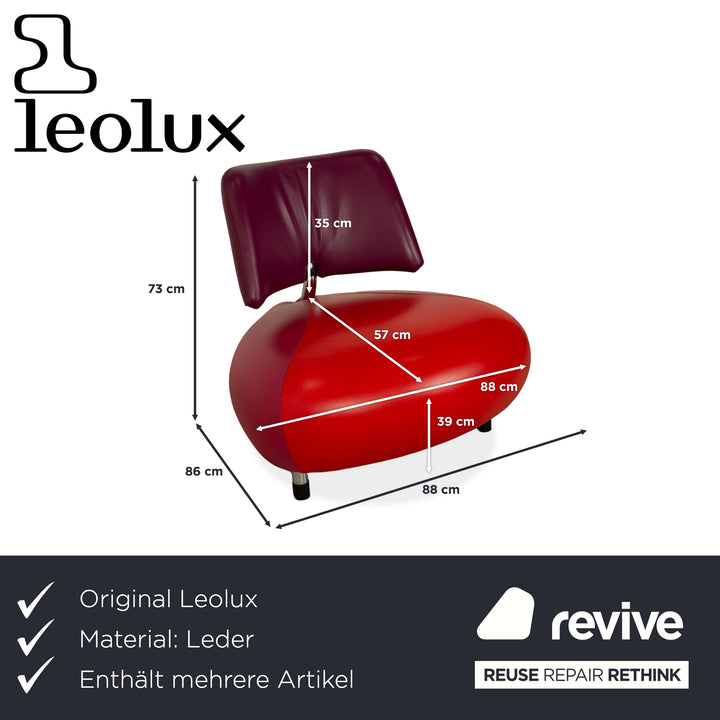 Ensemble de fauteuils et tabourets en cuir Pallone de Leolux, violet, rouge, style Space Age