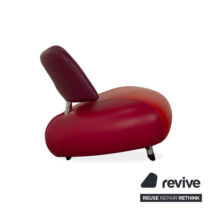 Ensemble de fauteuils et tabourets en cuir Pallone de Leolux, violet, rouge, style Space Age