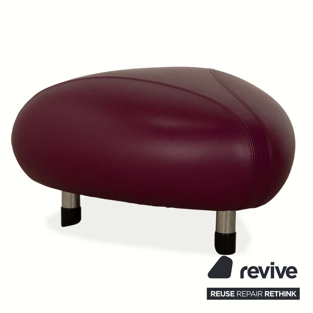 Ensemble de fauteuils et tabourets en cuir Pallone de Leolux, violet, rouge, style Space Age