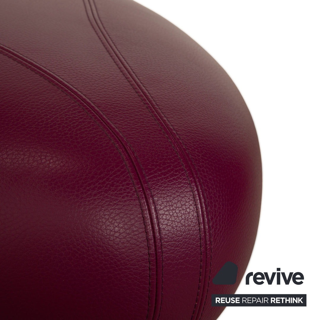 Ensemble de fauteuils et tabourets en cuir Pallone de Leolux, violet, rouge, style Space Age