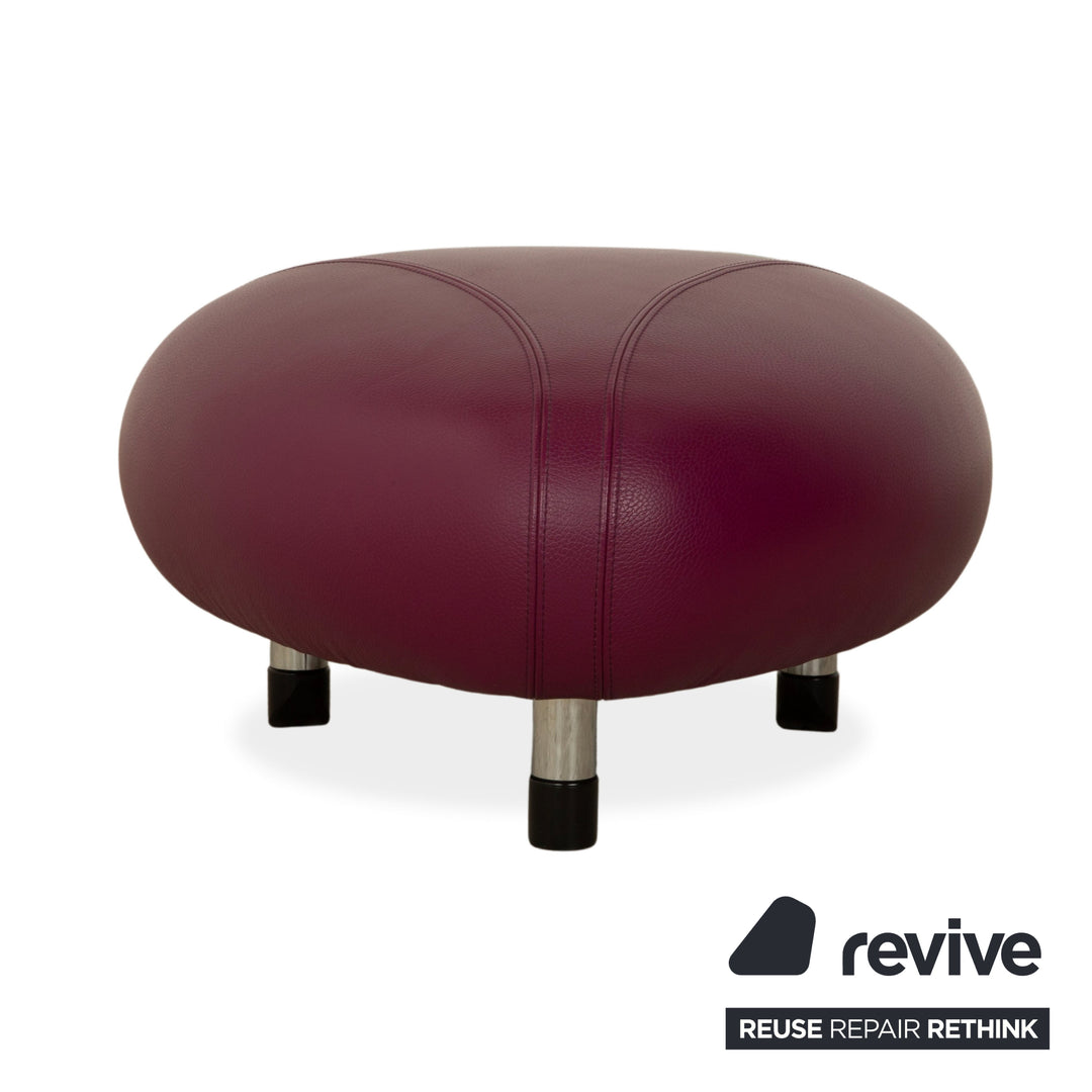 Ensemble de fauteuils et tabourets en cuir Pallone de Leolux, violet, rouge, style Space Age