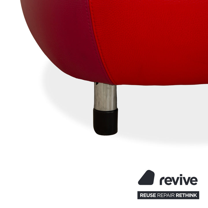 Leolux Pallone Leder Sessel Garnitur Hocker Lila Violett Rot Space Age
