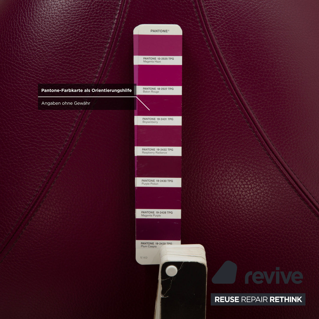 Leolux Pallone Leder Sessel Garnitur Hocker Lila Violett Rot Space Age
