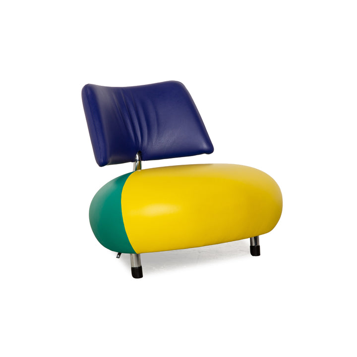 Leolux Pallone Leather Armchair Yellow Green Blue