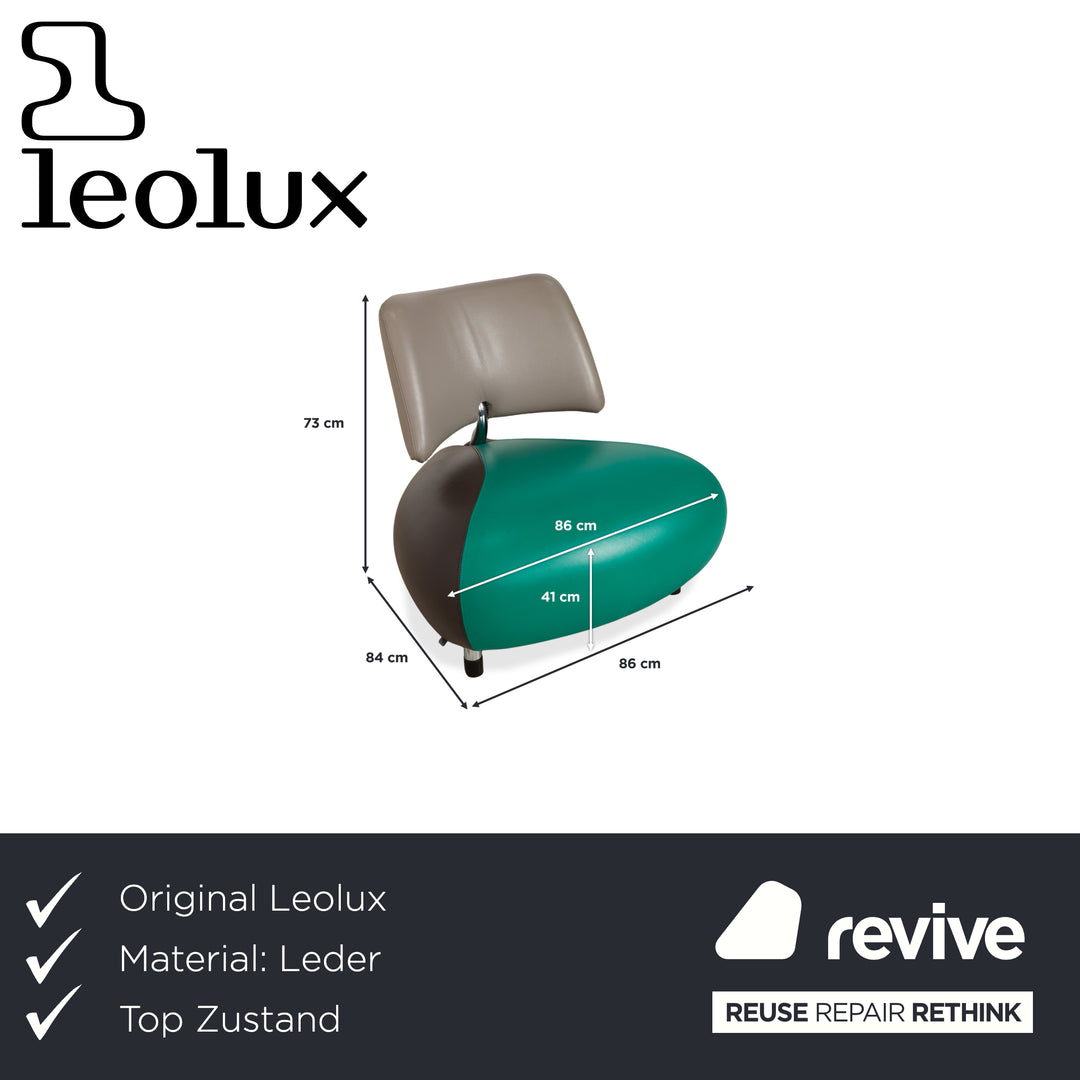 Leolux Pallone Leder Sessel Grün Dunkelgrau Taupe