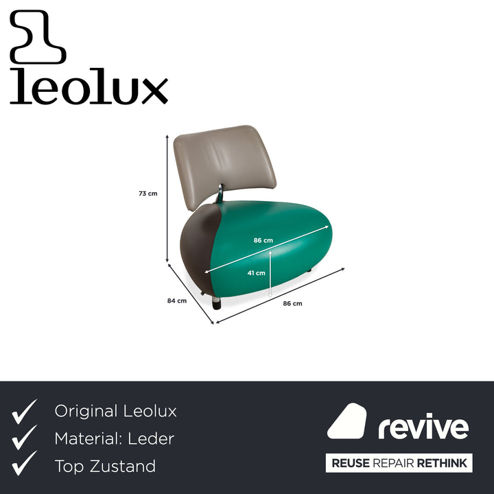 Leolux Pallone Leder Sessel Grün Dunkelgrau Taupe