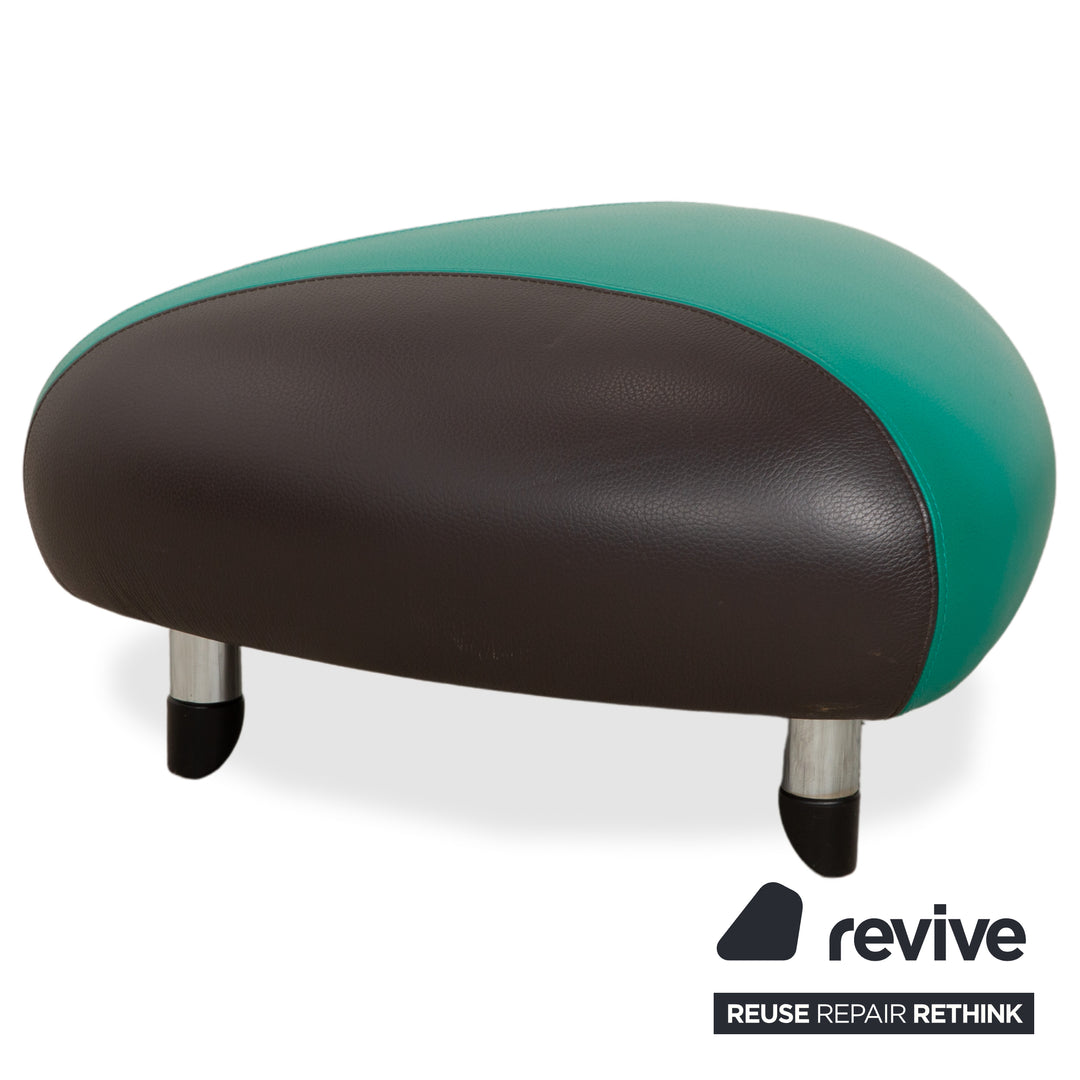 Leolux Pallone Leder Sessel Hocker Grün Dunkelgrau Taupe