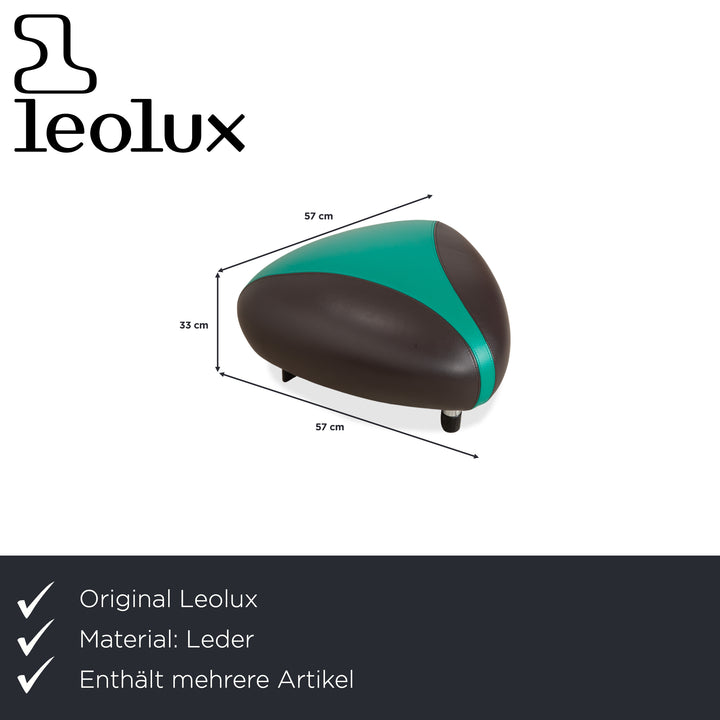 Leolux Pallone Leder Sessel Hocker Grün Dunkelgrau Taupe