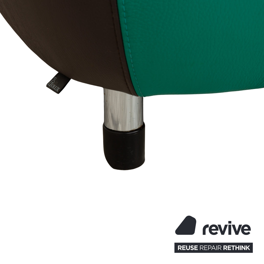 Leolux Pallone Leder Sessel Hocker Grün Dunkelgrau Taupe