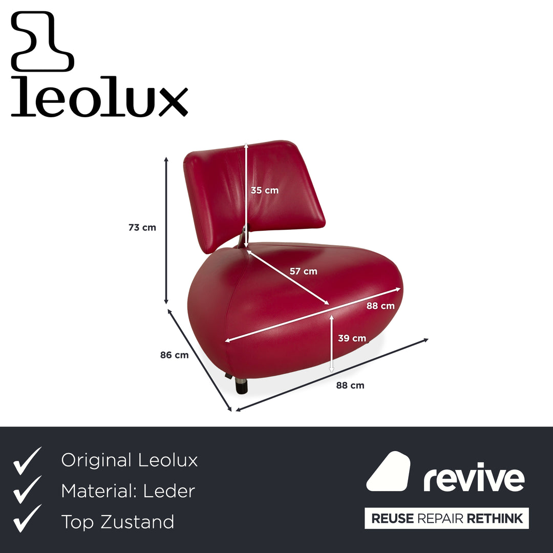 Fauteuil en cuir Pallone de Leolux, violet et rouge, style Space Age