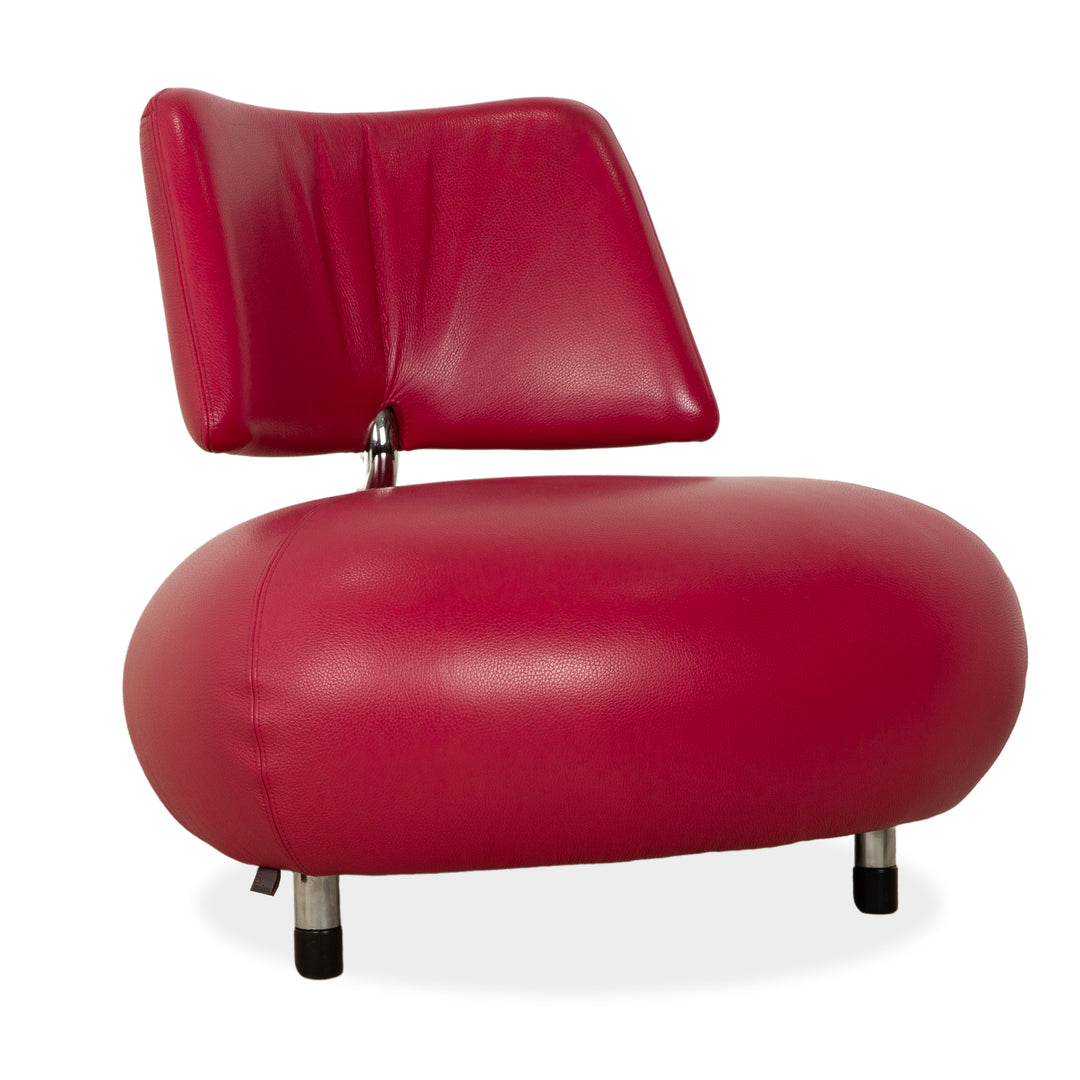Fauteuil en cuir Pallone de Leolux, violet et rouge, style Space Age